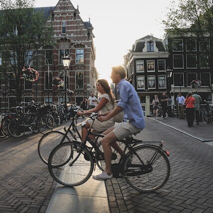 couple riding bikes